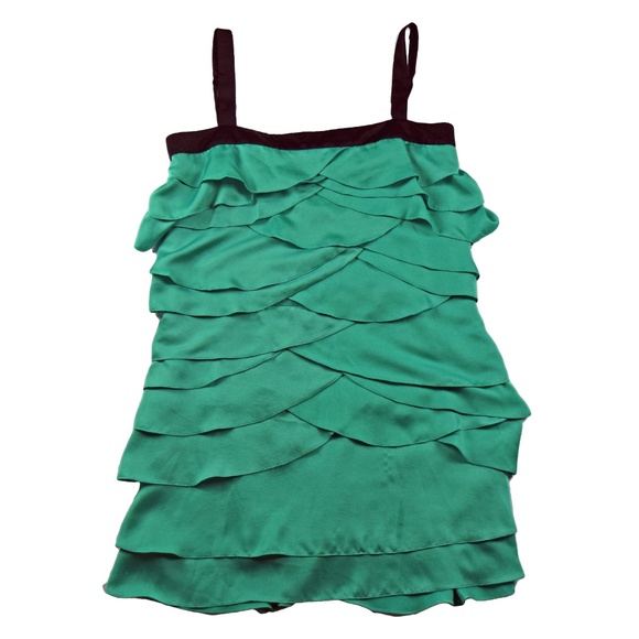 BCBGMaxAzria Womens Layered Ruffle Dress Green - Picture 5 of 8